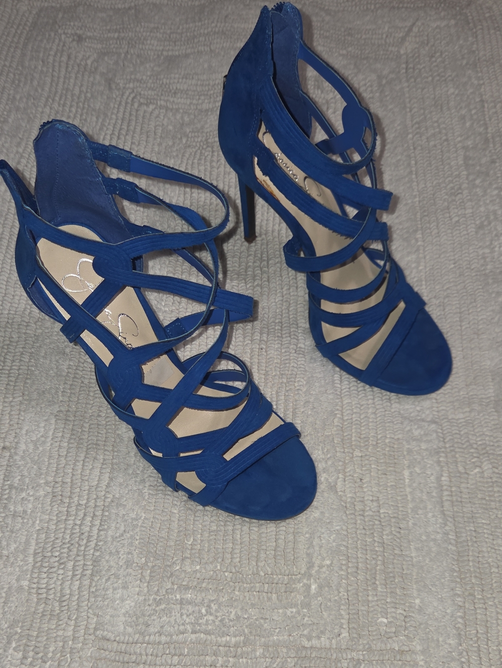 Jessica Simpson Strappy Cobalt Blue Stiletto Sandals
